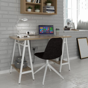 Pella Home Office Desk With White Frame Trestle Legs
