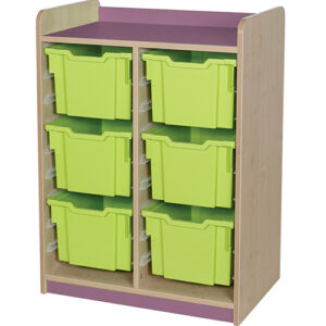 KubbyClass Double Bay 6 Extra Deep Tray Classroom Storage Unit - 962mm High