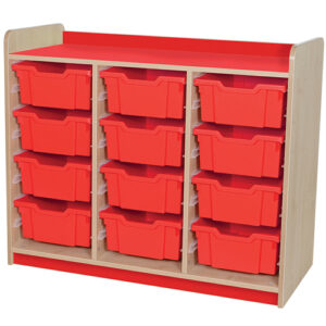 KubbyClass Triple Bay 12 Deep Tray Classroom Storage Unit - 877mm High