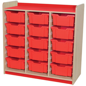 KubbyClass Triple Bay 15 Deep Tray Classroom Storage Unit - 1047mm High