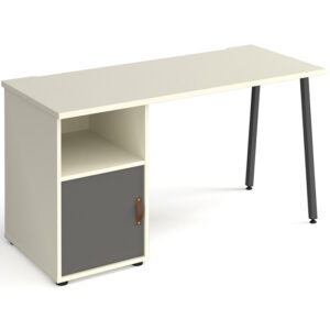 Sparta White Home Office Desk with Cupboard - 1400mm Wide