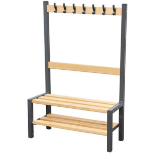 Single Sided 7 Hook Cloakroom Bench with Shoe Rack - 900mm Wide