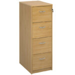 Wooden-4-drawer-filing-cabinet-with-silver-handles-1360mm-high-oak