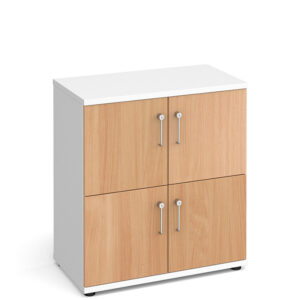 Universal White/Beech Wooden Storage 4 Door Lockers - 867mm High