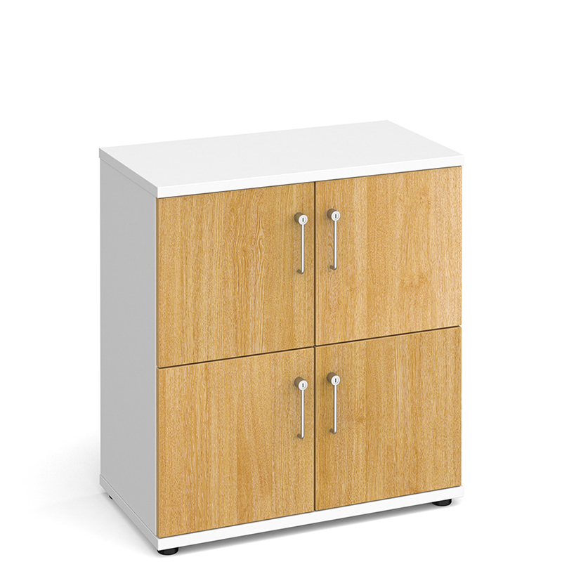 Universal White/Oak Wooden Storage 4 Door Lockers - 867mm High