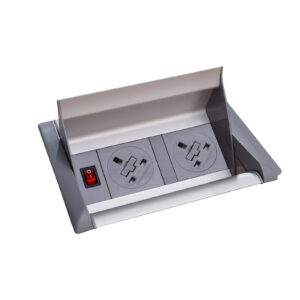 Aero Fliptop In-Table Power Module 2 x UK Sockets Grey/Silver