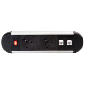 Chroma Clip-On Power Module 2 x UK Sockets, 2 x RJ45 Sockets