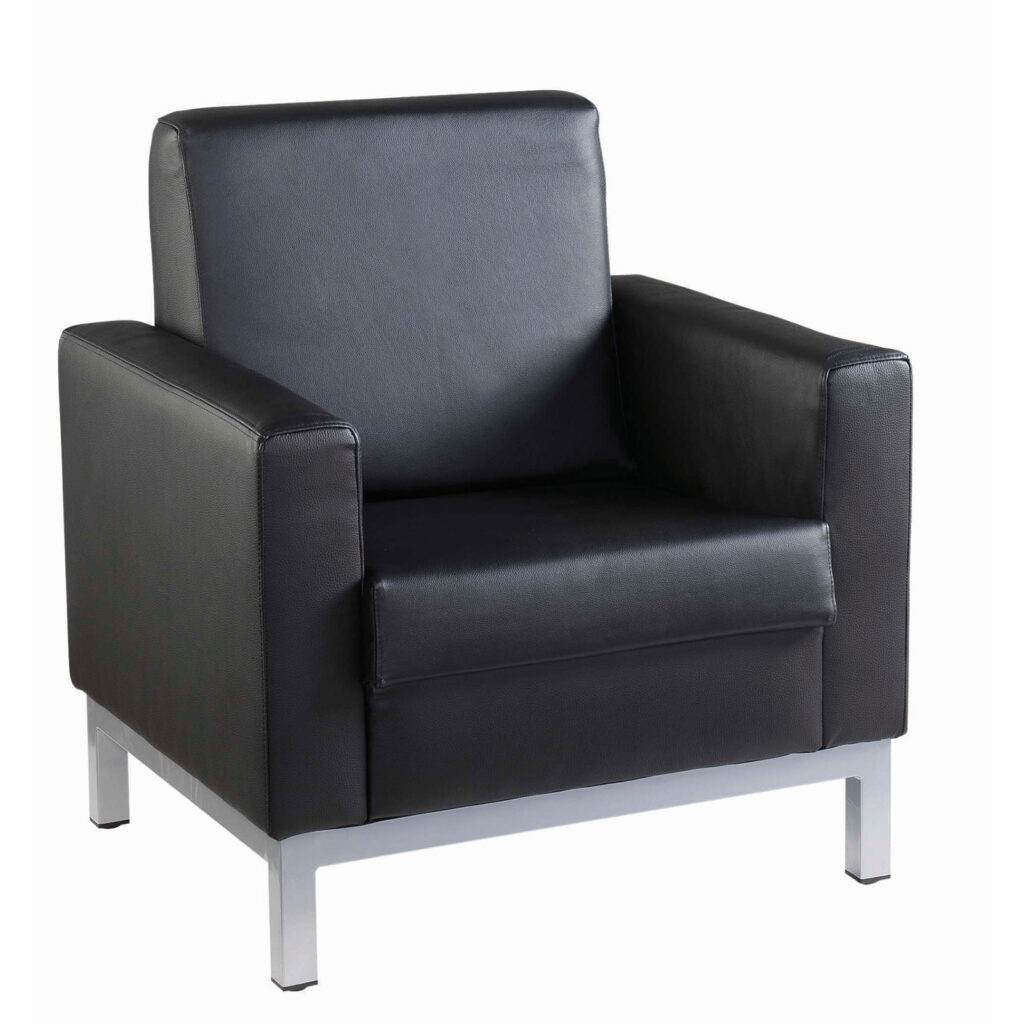 Mallawi Single Seater Square Back Leather Reception Chair - 770mm Wide