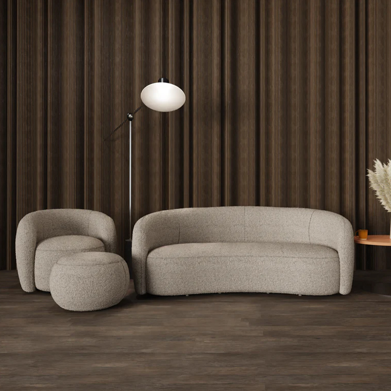 Phoebe Curved Cream Boucle Sofa