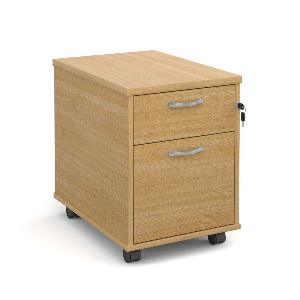 2 Drawer Mobile Pedestal - Grey Oak - 600mm Deep
