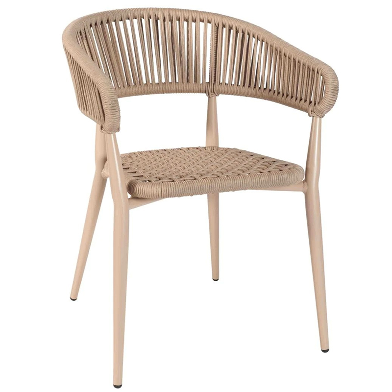 Madrid Outdoor Stacking Arm Chair – Natural Beige Rope Weave
