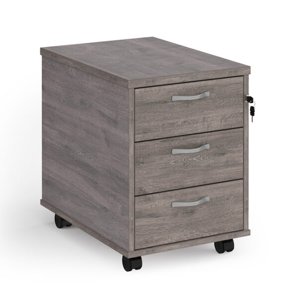 3 Drawer Mobile Pedestal With Silver Handles – 567mm High - R3MGO