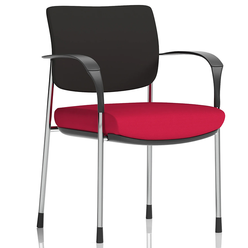 Brunswick Deluxe Black Fabric Back Chrome Visitor Chair - Bespoke Colour Seat