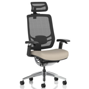Ergo Click High Back Office Chair – Quest Bespoke Fabric Seat, Mesh Back, with Arms