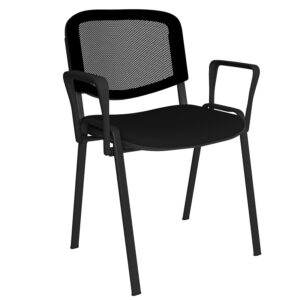 Taurus Mesh Back Meeting Chair – Fixed Arms, Black Frame