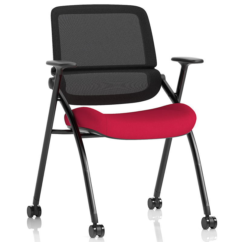 Capra Folding Training Chair - Mesh Back and Bespoke Seat Colour - Sliding Arms