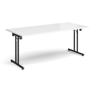 Folding Conference Table – 1800mm x 800mm, Black Frame with Straight Foot Rails