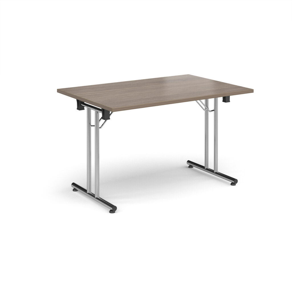 Folding Conference Table – 1200mm x 800mm, Chrome Frame with Straight Foot Rails