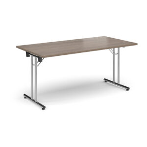 Folding Conference Table – 1600mm x 800mm, Chrome Frame with Straight Foot Rails