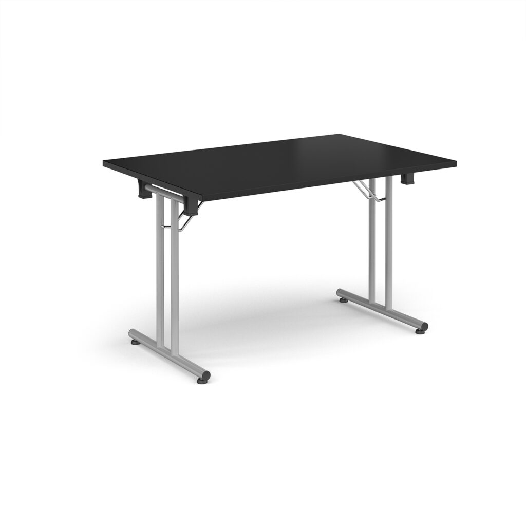 Folding Conference Table – 1200mm x 800mm, Silver Frame with Straight Foot Rails