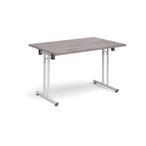 Folding Conference Table – 1200mm x 800mm, White Frame with Straight Foot Rails