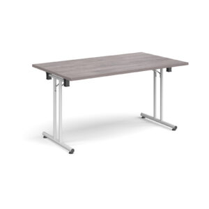 Folding Conference Table – 1400mm x 800mm, White Frame with Straight Foot Rails