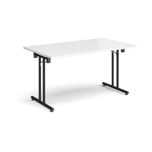 Folding Conference Table – 1400mm x 800mm, Black Frame with Straight Foot Rails
