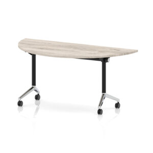 Impulse Plus Semi Circle Fliptop Meeting Table with Black and Chrome Frame – 1600mm x 800mm