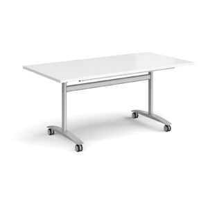 Rectangular Deluxe Fliptop Meeting Table with Silver Frame - 1600mm Wide