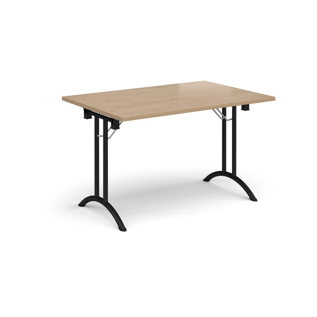 Rectangular Folding Leg Meeting Table with Curved Feet - 1200mm x 800mm - Black Frame