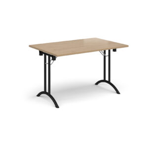 Rectangular Folding Leg Meeting Table with Curved Feet - 1200mm x 800mm - Black Frame