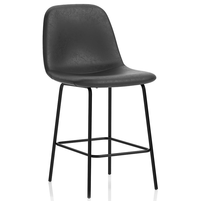 Charford Inky Black Faux Leather High Stool