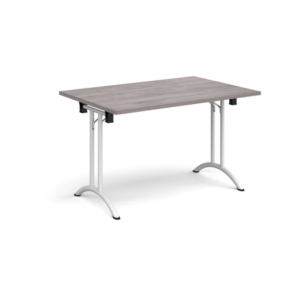 Rectangular Folding Leg Meeting Table with Curved Feet - 1200mm x 800mm - White Frame