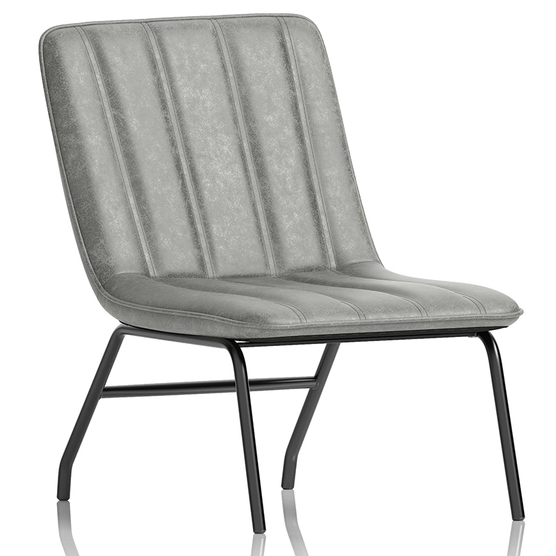 Harbor Pewter Grey Faux Leather Lounge Side Chair
