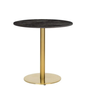 Modern Round Dining Table – Portoro Ceramic Top, Brass Finish Base