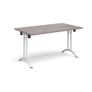 Rectangular Folding Leg Meeting Table with Curved Feet - 1400mm x 800mm - White Frame