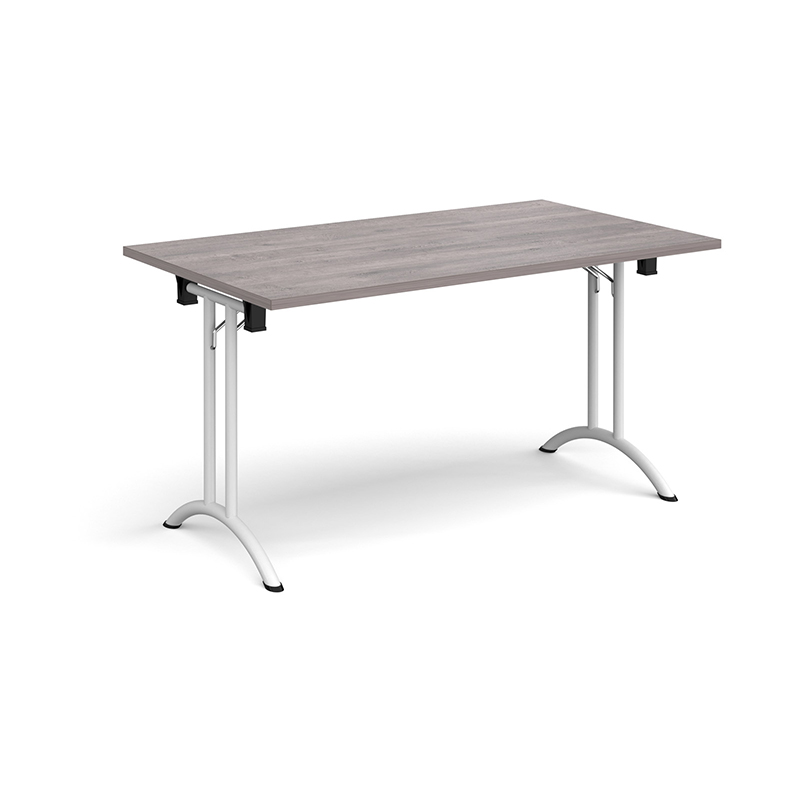 Rectangular Folding Leg Meeting Table with Curved Feet - 1400mm x 800mm - White Frame