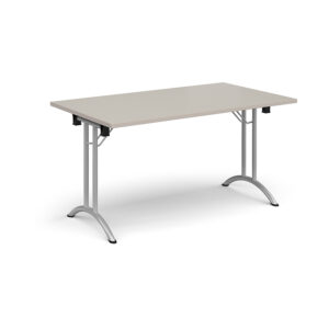 Rectangular Folding Leg Meeting Table with Curved Feet - 1400mm x 800mm - Silver Frame