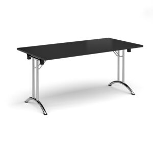 Rectangular Folding Leg Meeting Table with Curved Feet - 1600mm x 800mm - Chrome Frame