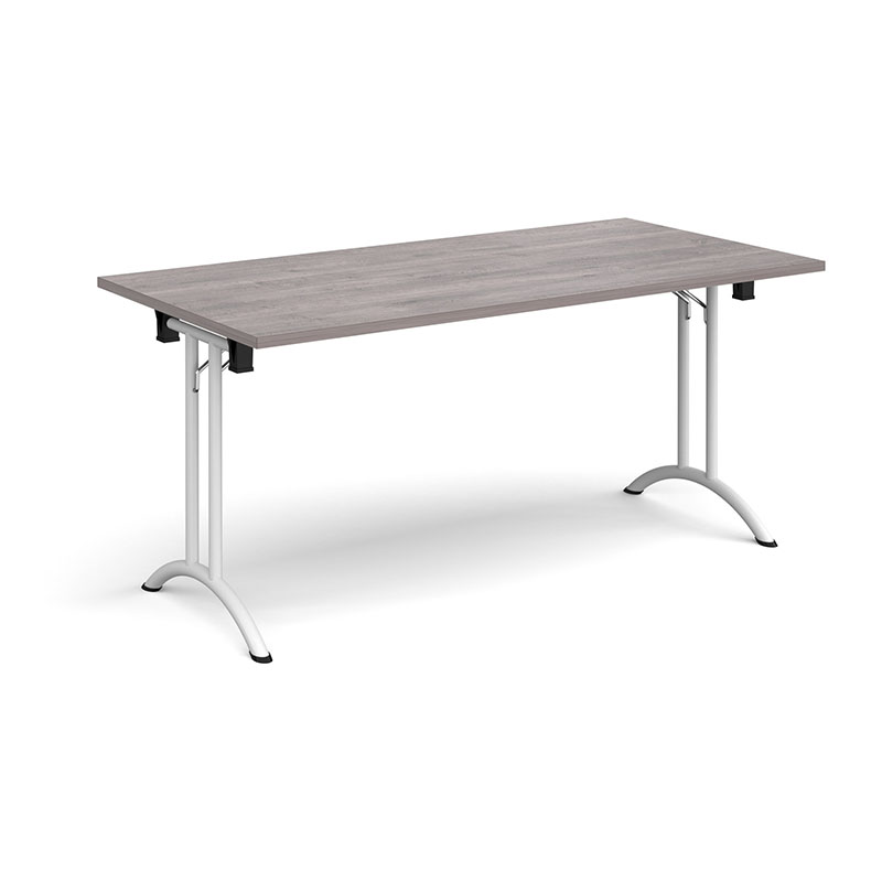 Rectangular Folding Leg Meeting Table with Curved Feet - 1600mm x 800mm - White Frame