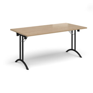 Rectangular Folding Leg Meeting Table with Curved Feet - 1600mm x 800mm - Black Frame