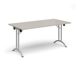 Rectangular Folding Leg Meeting Table with Curved Feet - 1600mm x 800mm - Silver Frame