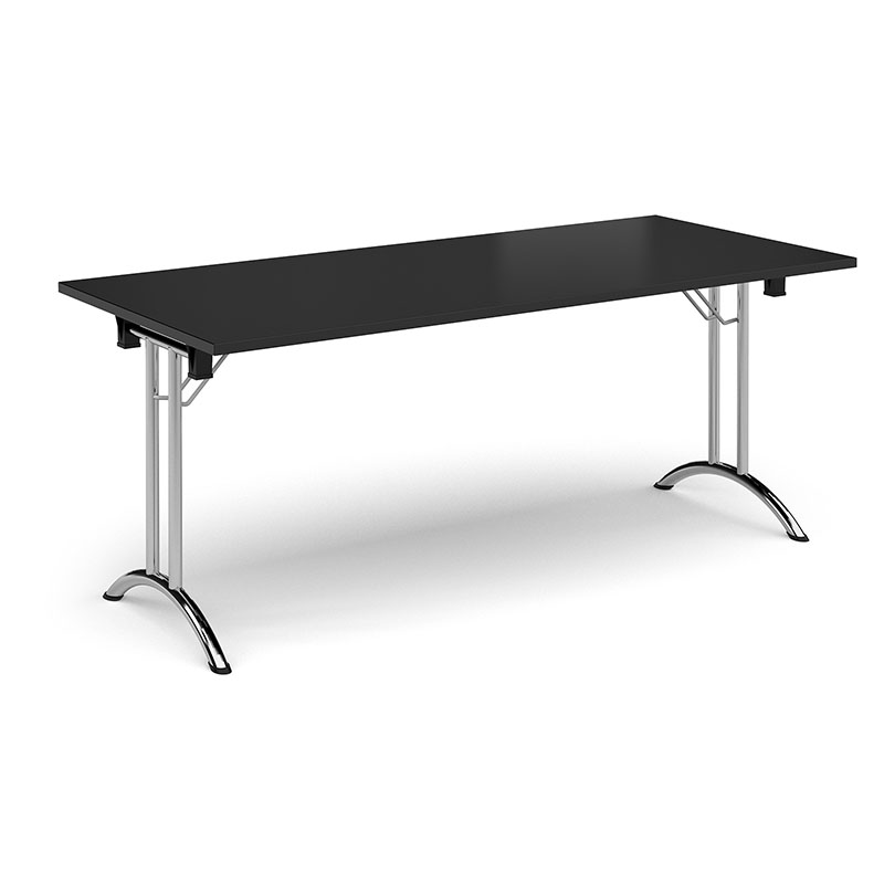 Rectangular Folding Leg Meeting Table with Curved Feet - 1800mm x 800mm - Chrome Frame