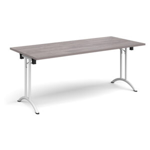 Rectangular Folding Leg Meeting Table with Curved Feet - 1800mm x 800mm - White Frame