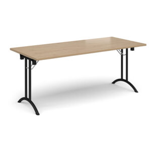 Rectangular Folding Leg Meeting Table with Curved Feet - 1800mm x 800mm - Black Frame