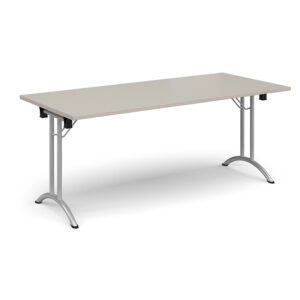 Rectangular Folding Leg Meeting Table with Curved Feet - 1800mm x 800mm - Silver Frame