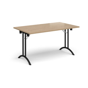 Rectangular Folding Leg Meeting Table with Curved Feet - 1400mm x 800mm - Black Frame