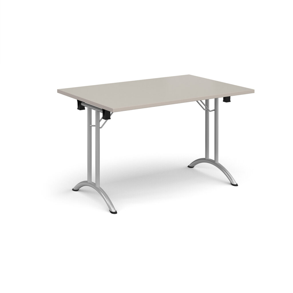 Rectangular Folding Leg Meeting Table with Curved Feet - 1200mm x 800mm - Silver Frame