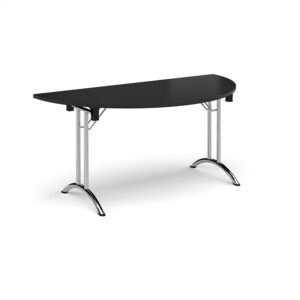 Semi Circular Folding Leg Meeting Table with Curved Feet - 1600mm x 800mm - Chrome Frame