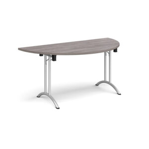 Semi Circular Folding Leg Meeting Table with Curved Feet - 1600mm x 800mm - White Frame